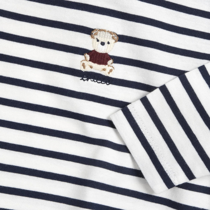 Boys White & Navy Striped Knitted T-shirt