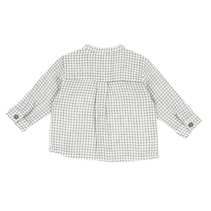 Boys White & Olive Checked Long Sleeve Shirt