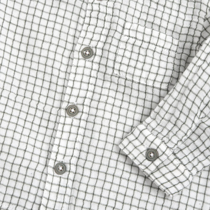 Boys White & Olive Checked Long Sleeve Shirt
