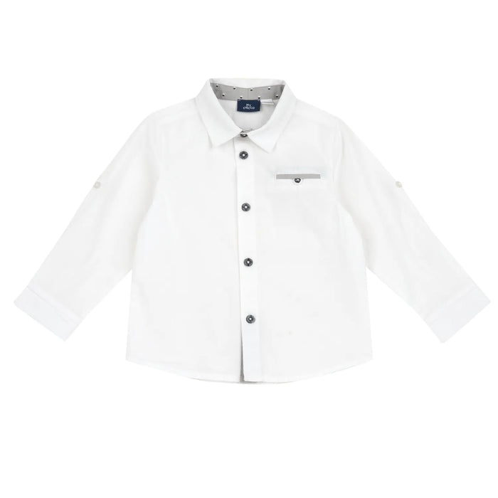 Boys White Solid Formal Shirt
