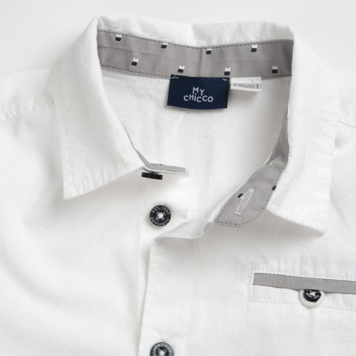 Boys White Solid Formal Shirt