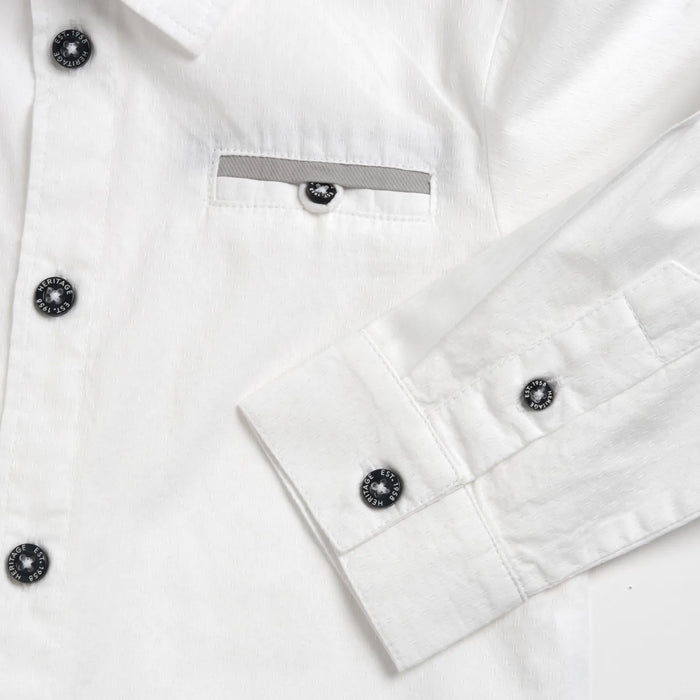 Boys White Solid Formal Shirt