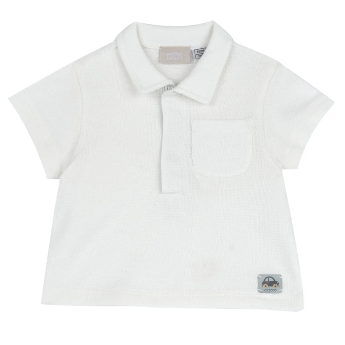 Boys White Solid Polo T-shirt