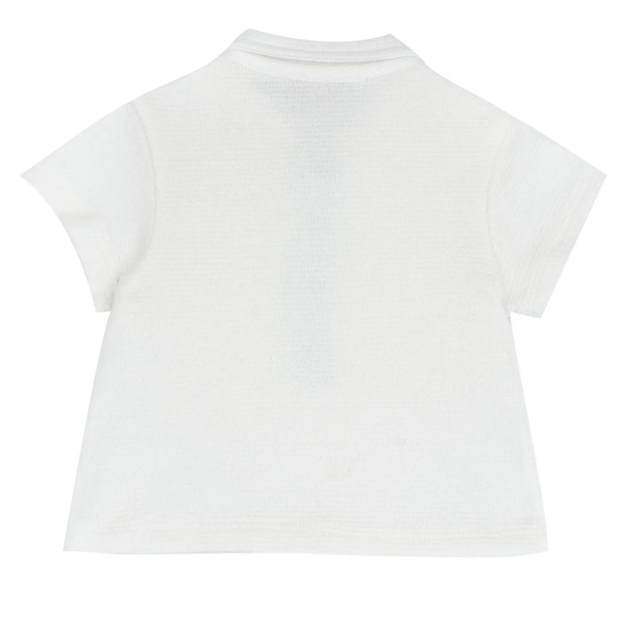 Boys White Solid Polo T-shirt