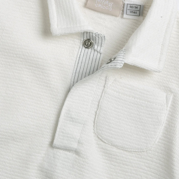 Boys White Solid Polo T-shirt