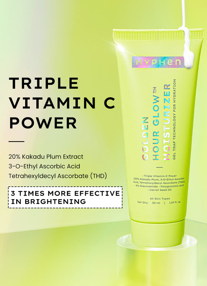 Hyphen Brightening Moisturizer with 20% Kakadu Plum (Vit C) - key ingredient breakdown infographic