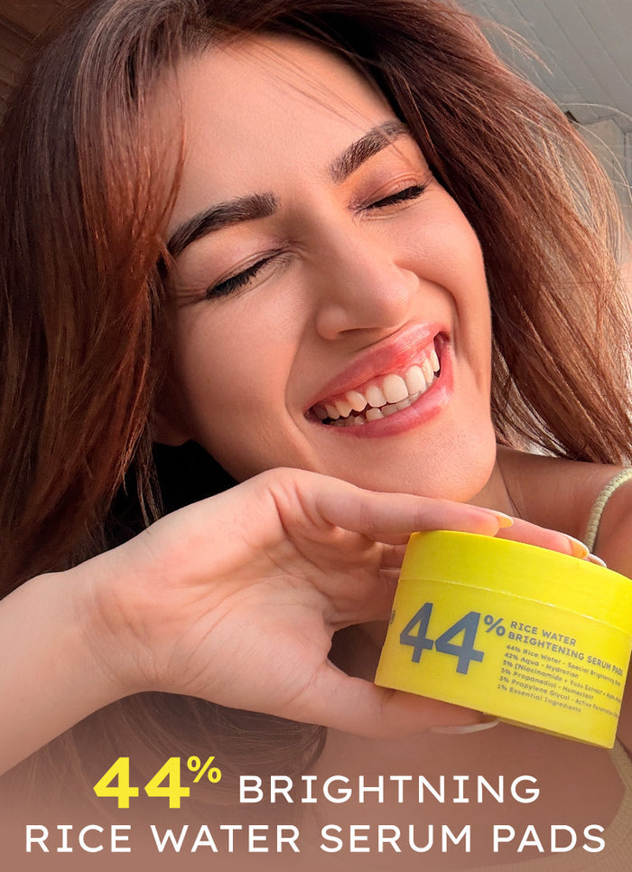 Hyphen Brightening Serum Pads with 44% Rice Water - 50 pads - back-of-pack ingredients panel