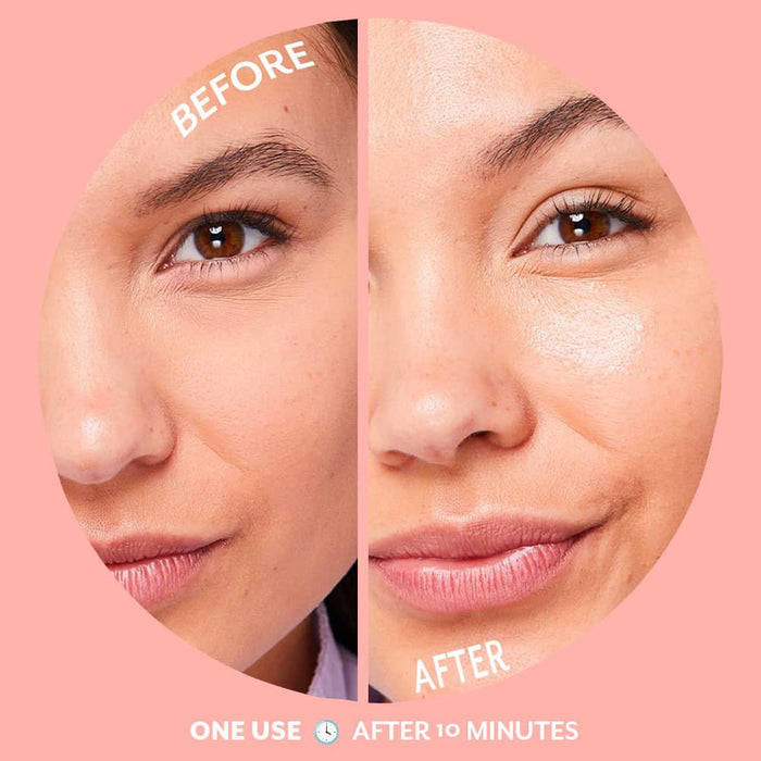 before and after using bubbly brightening hydrogel masks