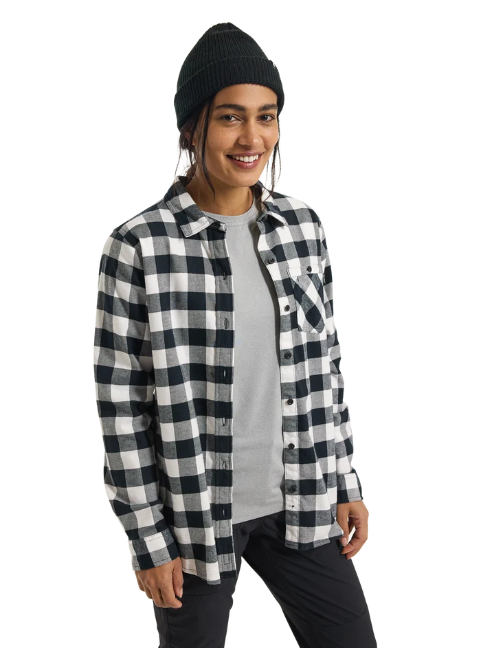 Product image of Women's Burton Favorite Long Sleeve Flannel Shirt[Variant:Stout White Buffalo Plaid]