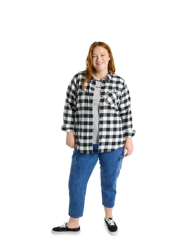 Product image of Women's Burton Favorite Long Sleeve Flannel Shirt[Variant:Stout White Buffalo Plaid]