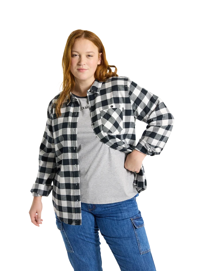 Product image of Women's Burton Favorite Long Sleeve Flannel Shirt[Variant:Stout White Buffalo Plaid]