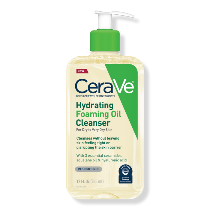 CERAVE Hydrating Foaming Oil Cleanser for Dry to Very Dry Skin Residue Free زيت منظف خفيف الوزن للوجه والجسم من سيرافي