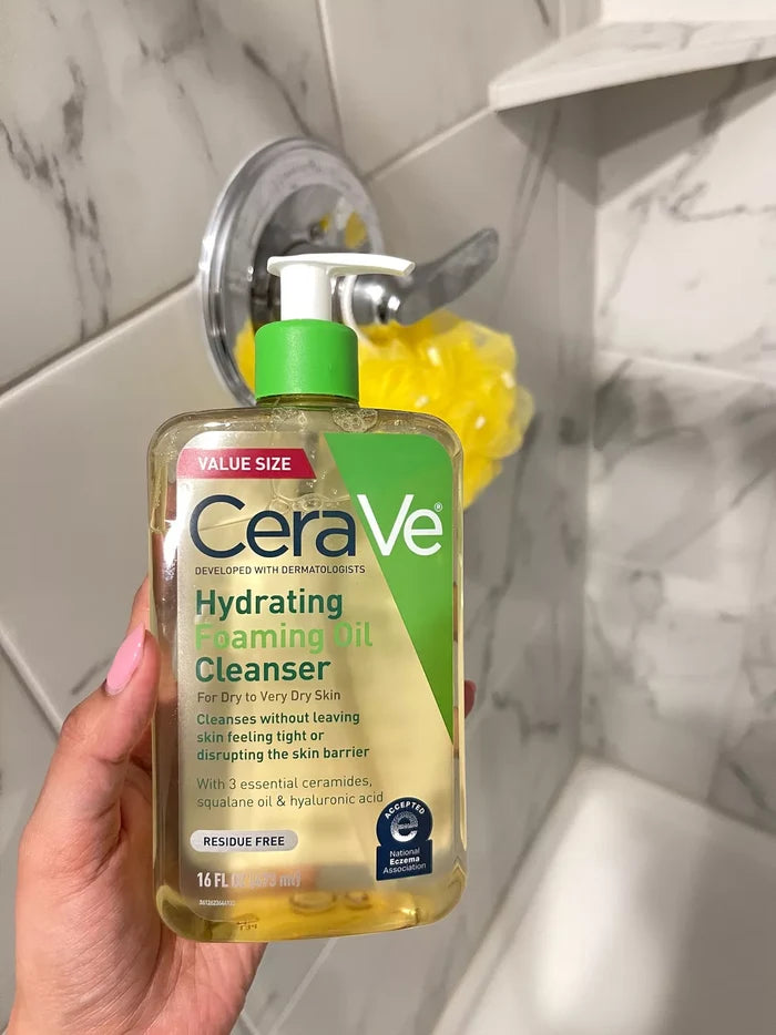 CERAVE Hydrating Foaming Oil Cleanser for Dry to Very Dry Skin Residue Free زيت منظف خفيف الوزن للوجه والجسم من سيرافي