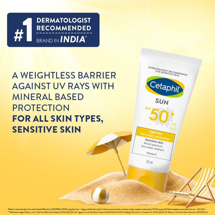 Cetaphil Sun SPF 50+ Light Gel Very High Protection Mineral Base for All Skin Types, Sensitive Skin (50ml)