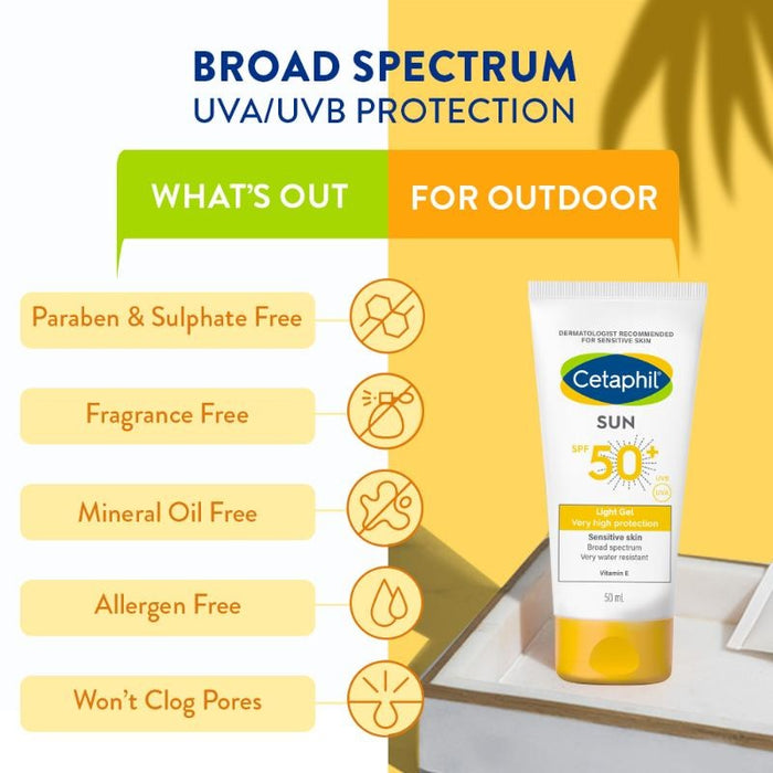 Cetaphil Sun SPF 50+ Light Gel Very High Protection Mineral Base for All Skin Types, Sensitive Skin (50ml)