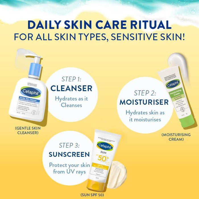 Cetaphil Sun SPF 50+ Light Gel Very High Protection Mineral Base for All Skin Types, Sensitive Skin (50ml)