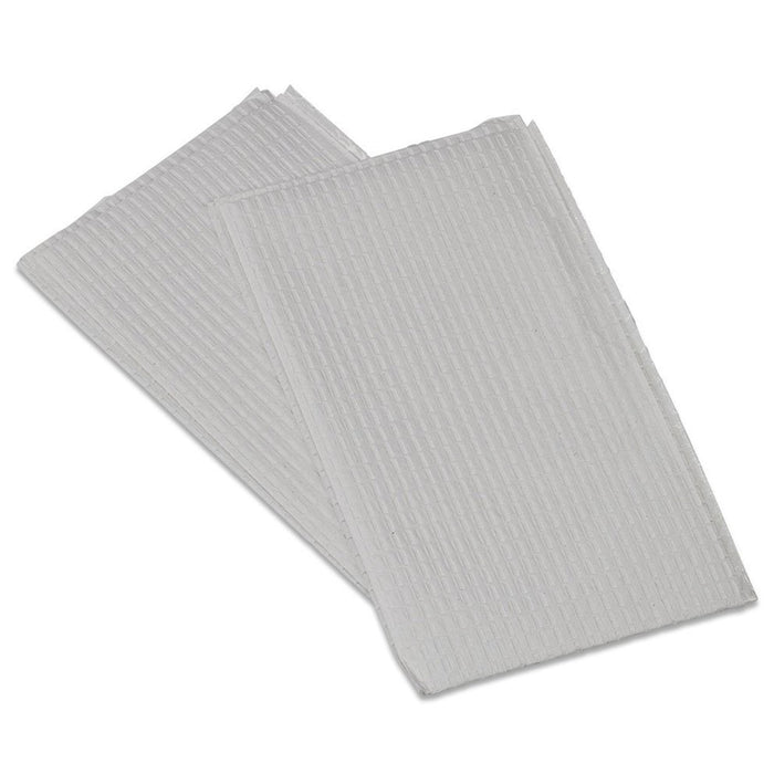 Two rectangular, light gray, semi-transparent sheets are overlapping. They appear to be lying flat on a surface.