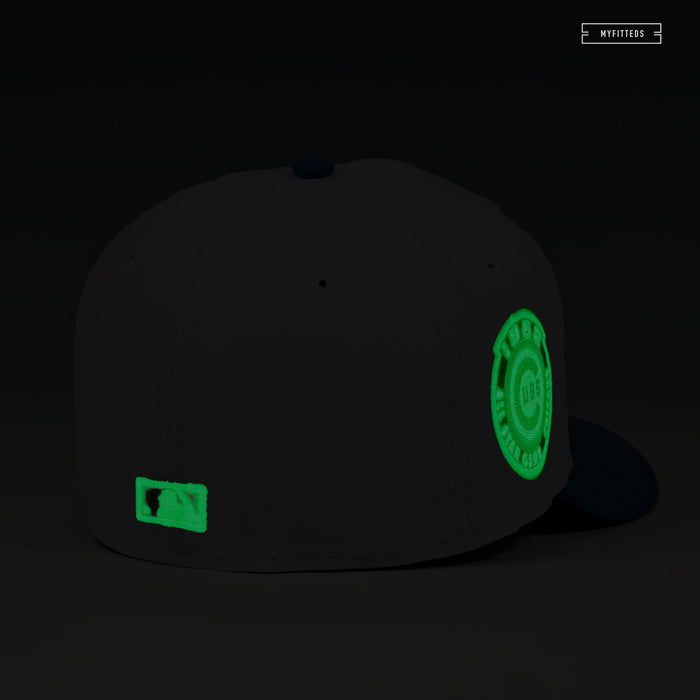 CHICAGO CUBS 1962 ALL-STAR GAME GLOW IN THE DARK CUB WHITE OUT NEW ERA FITTED CAP