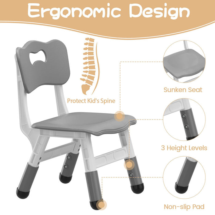 Children's table and 6 chairs set with storage box, height-adjustable toddler table