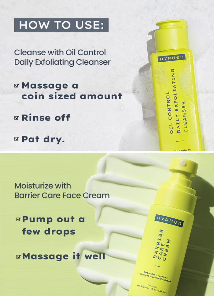 Hyphen Cleanser for Oily Skin + BCC for Oily Skin - clinical results chart and benefit claims