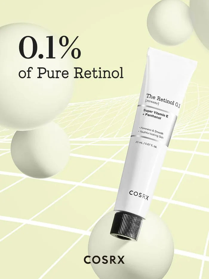 COSRX The Retinol 0.1 Cream Super Vitamin E + Panthenol + Firmness & Sooth + Youthful Looking Skin  كريم الريتينول من كوزركس