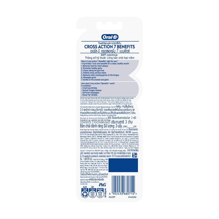 ORAL-B Cross Action 7 Benefits Toothbrush (Soft) 3s | Isetan KL Online Store