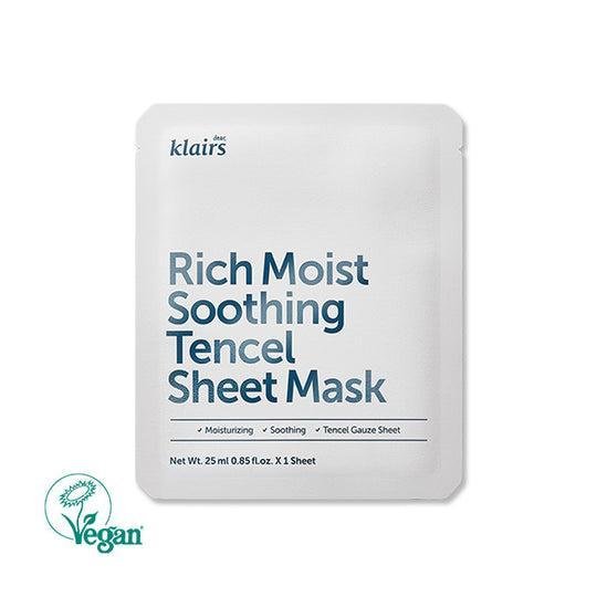Dear Klairs Rich Moist Soothing Tencel Sheet Mask 25ml x 10ea - Komiko Beauty