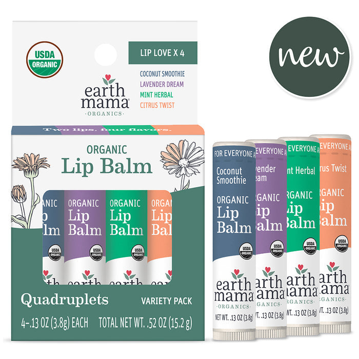 Earth Mama Organic Lip Balms Quadruplets