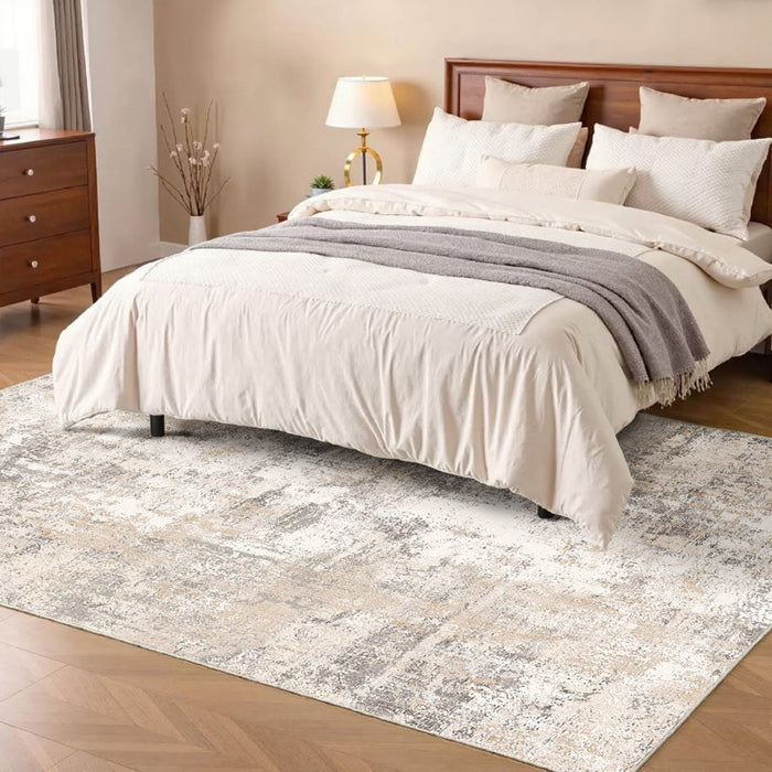 Elroy Machine-Washable Abstract Rug With Non-Slip Rubber Backing