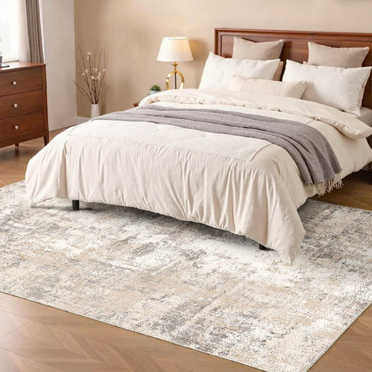 Elroy Machine-Washable Abstract Rug With Non-Slip Rubber Backing