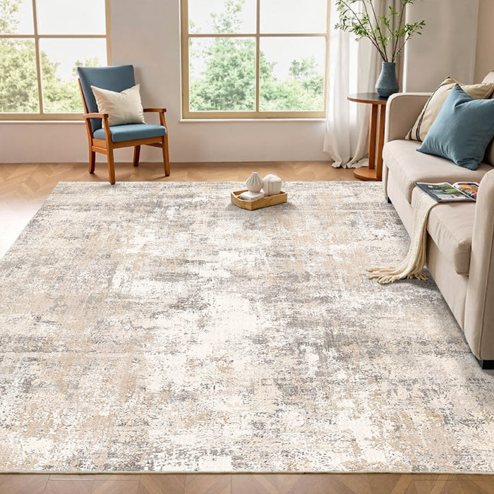 Elroy Machine-Washable Abstract Rug With Non-Slip Rubber Backing