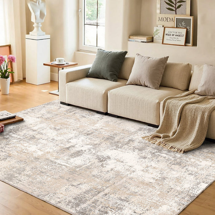 Elroy Machine-Washable Abstract Rug With Non-Slip Rubber Backing