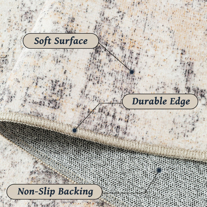 Elroy Machine-Washable Abstract Rug With Non-Slip Rubber Backing