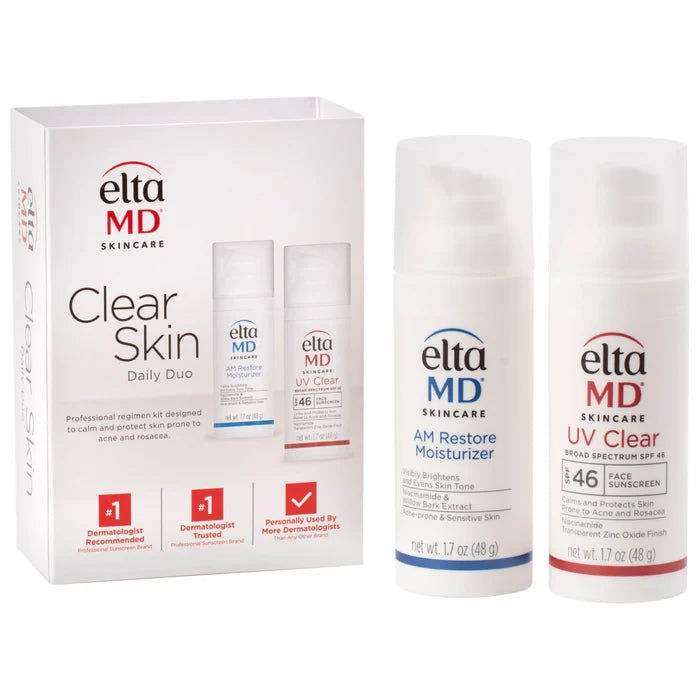 EltaMD Clear Skin Daily Duo set with AM Restore Moisturizer and UV Clear SPF 46