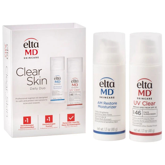 EltaMD Clear Skin Daily Duo set with AM Restore Moisturizer and UV Clear SPF 46