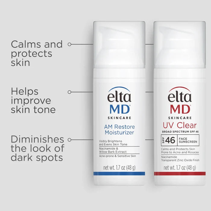 EltaMD Clear Skin Daily Duo with AM Restore Moisturizer and UV Clear SPF 46
