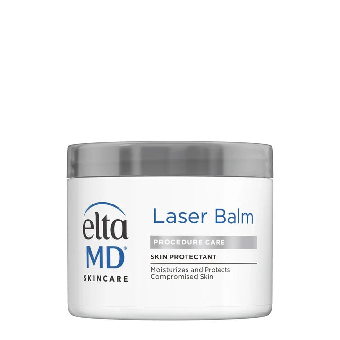 EltaMD Laser Balm skin protectant jar with gray lid, white container