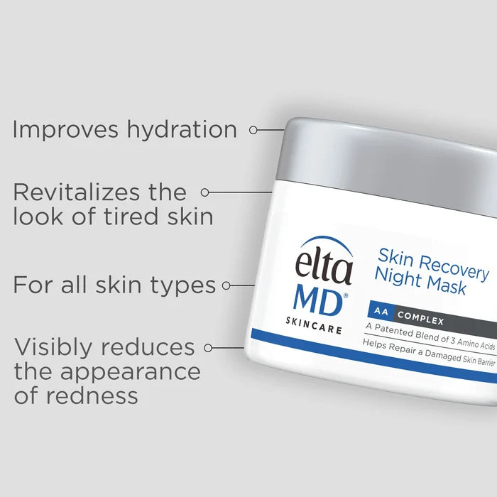 EltaMD Skin Recovery Night Mask jar with AAComplex, improves hydration and reduces redness