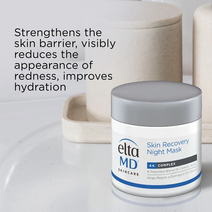 EltaMD Skin Recovery Night Mask jar with AAComplex, strengthens skin barrier and improves hydration