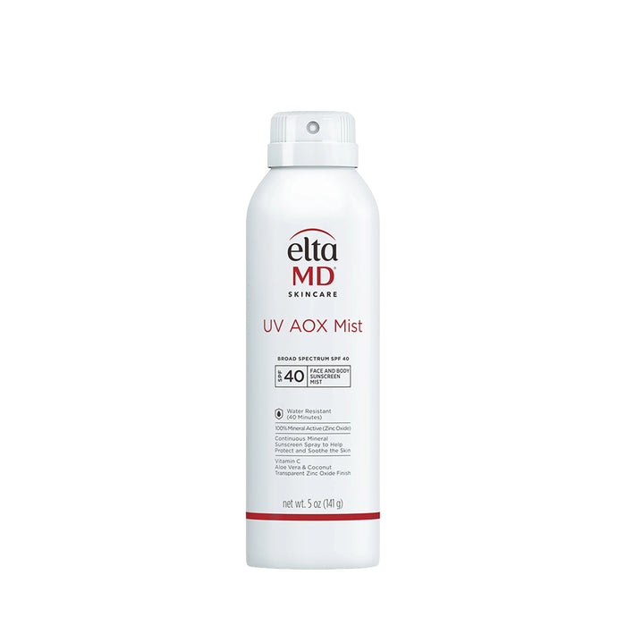 EltaMD UV AOX Mist Broad-Spectrum SPF 40 mineral sunscreen spray bottle