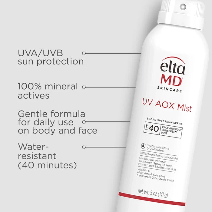 EltaMD UV AOX Mist Broad-Spectrum SPF 40 spray with 100% mineral actives