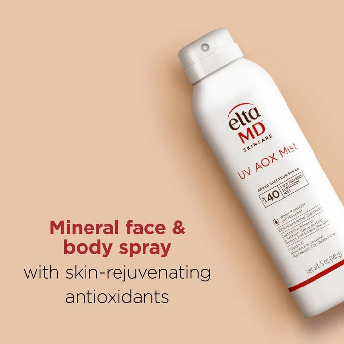 EltaMD UV AOX Mist SPF 40 mineral face and body sunscreen spray with antioxidants