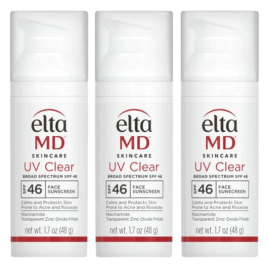 EltaMD UV Clear SPF 46 three-pack face sunscreen for acne-prone skin
