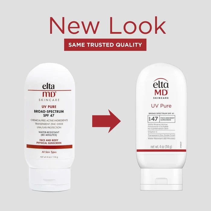 EltaMD UV Pure Broad-Spectrum SPF 47 face and body sunscreen, new look packaging