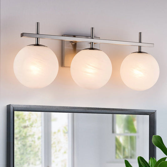 ETL 3-Light Dimmable Nickel Iron Bathroom Light Fixture with Cloud-Shaped Shade Lio