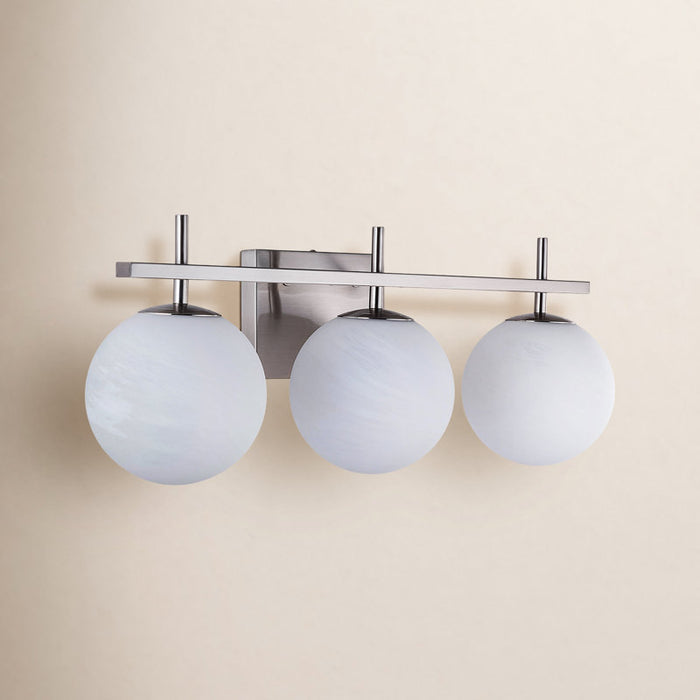 ETL 3-Light Dimmable Nickel Iron Bathroom Light Fixture with Cloud-Shaped Shade Lio