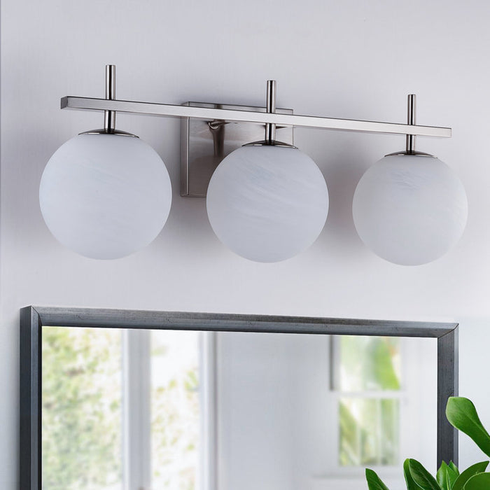 ETL 3-Light Dimmable Nickel Iron Bathroom Light Fixture with Cloud-Shaped Shade Lio