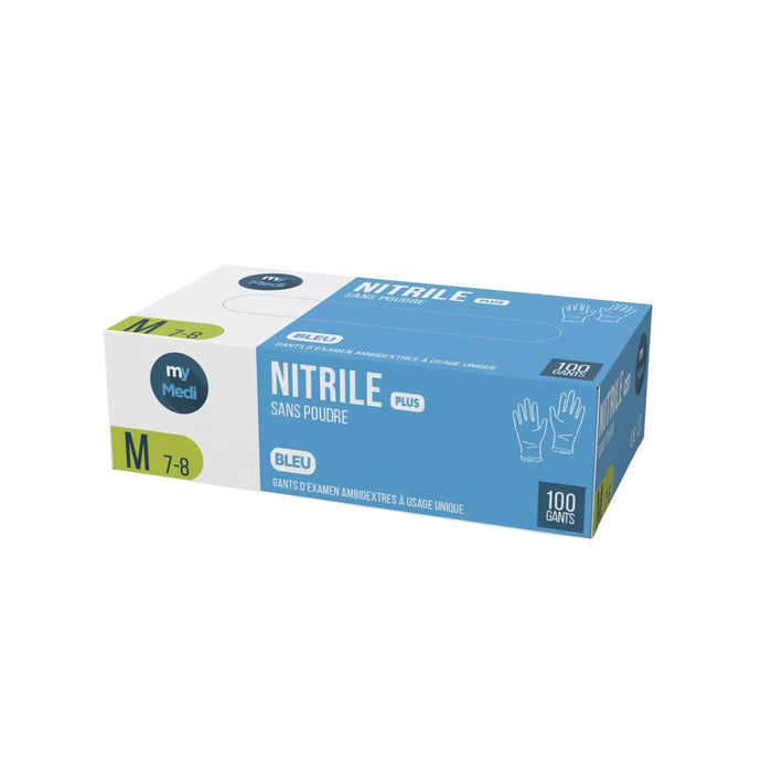 Gants d'examen - Nitrile - Sans poudre - Ambidextres - Boite de 100 - My Médical My Medical