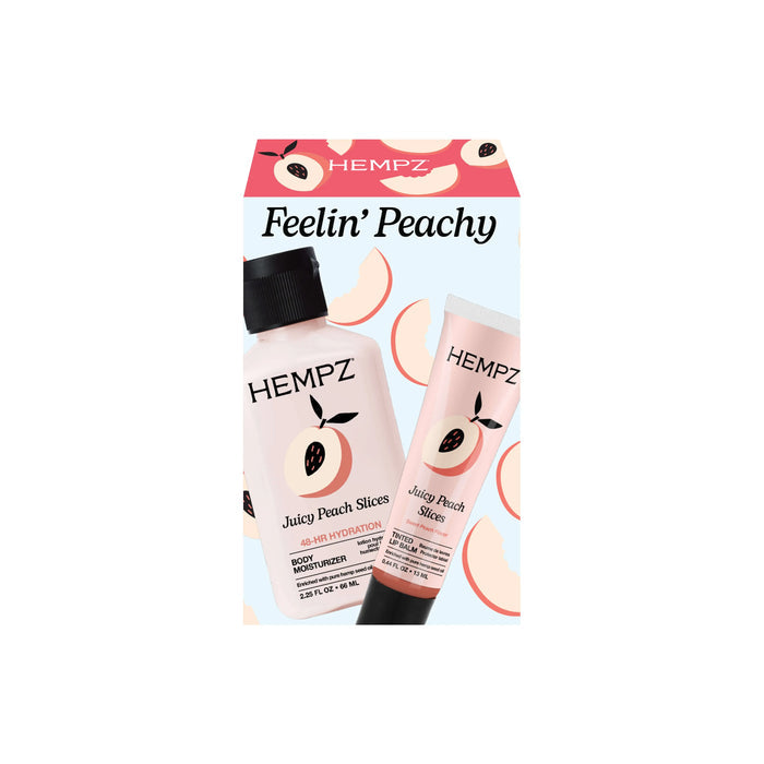 Hempz Feelin' Peachy product packaging with two bottles on a white background