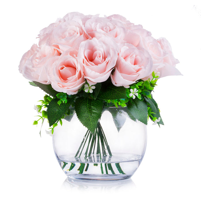 Floral arrangement with 18 heads and centerpiece in a vase